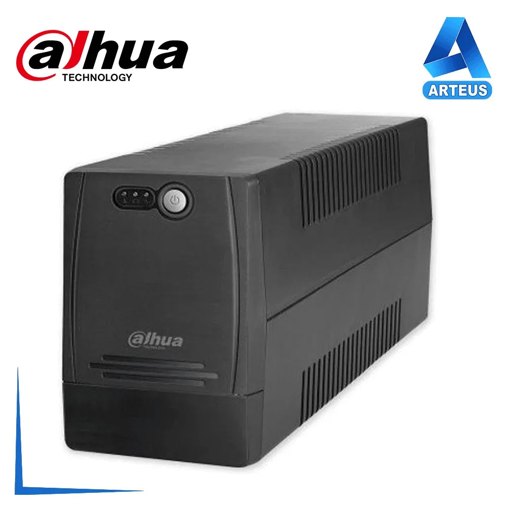UPS negro Dahua 600VA 360W, batería de respaldo para equipos electrónicos, vista frontal