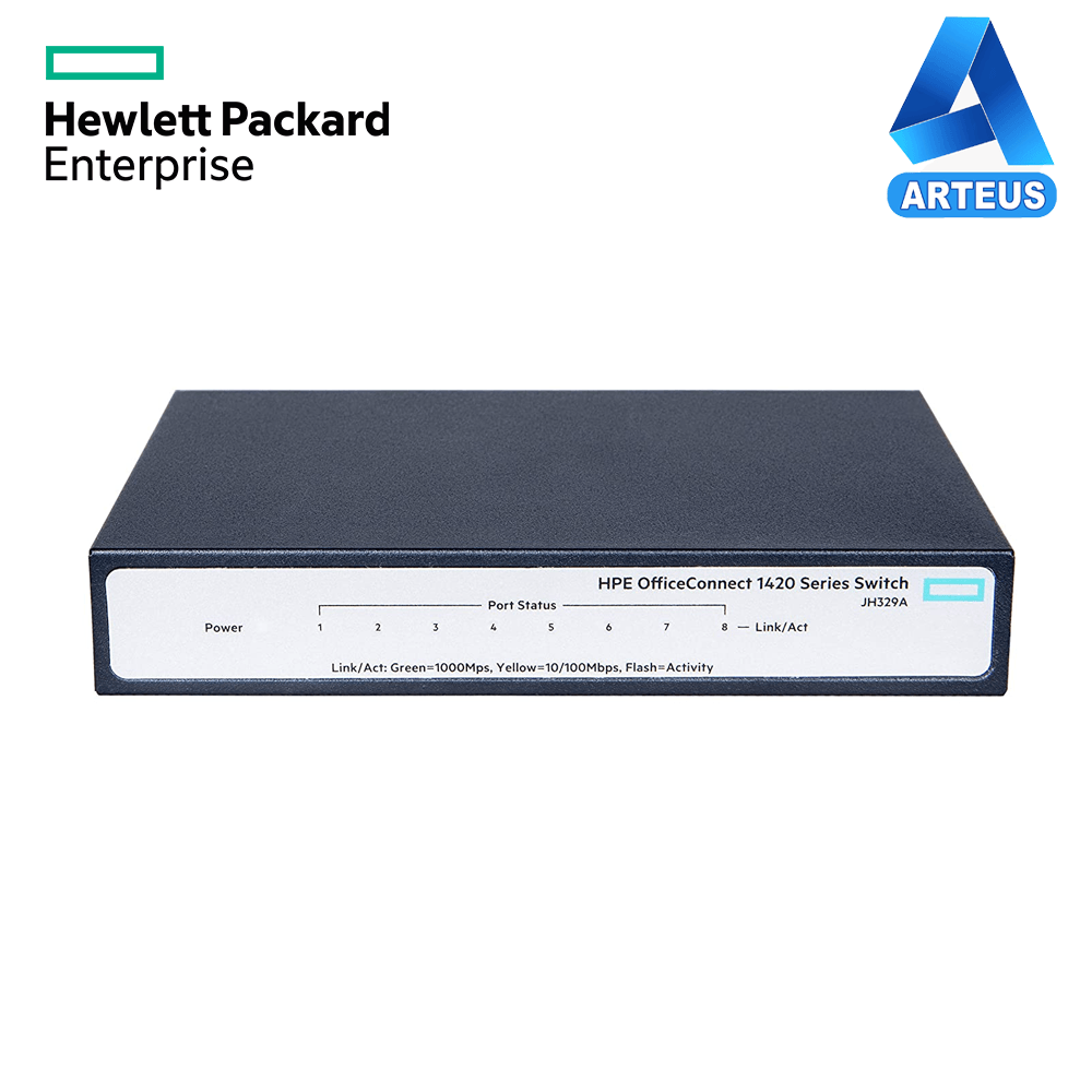 HPE ARUBA JH329A - Switch Gigabit Ethernet HPE OfficeConnect 1420, 8 RJ-45 GbE 10/100/1000 Mbps, 4.5 W.ARU - ARTEUS