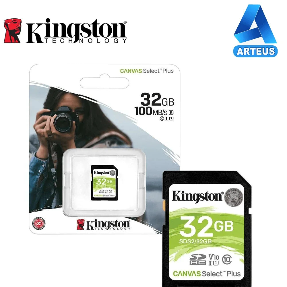 KINGSTON SDS2/32GB - MEMORIA CARD SD CANVAS SELECT PLUS, 32 GB, UHS-I SPEED CLASS 1 (U1). - ARTEUS