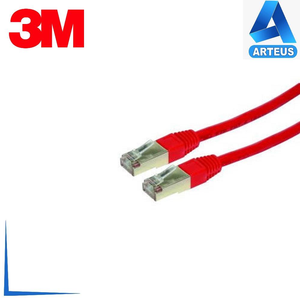 Cable de red patch cord Cat 6A de 3 metros, color rojo, conectores RJ45 metálicos