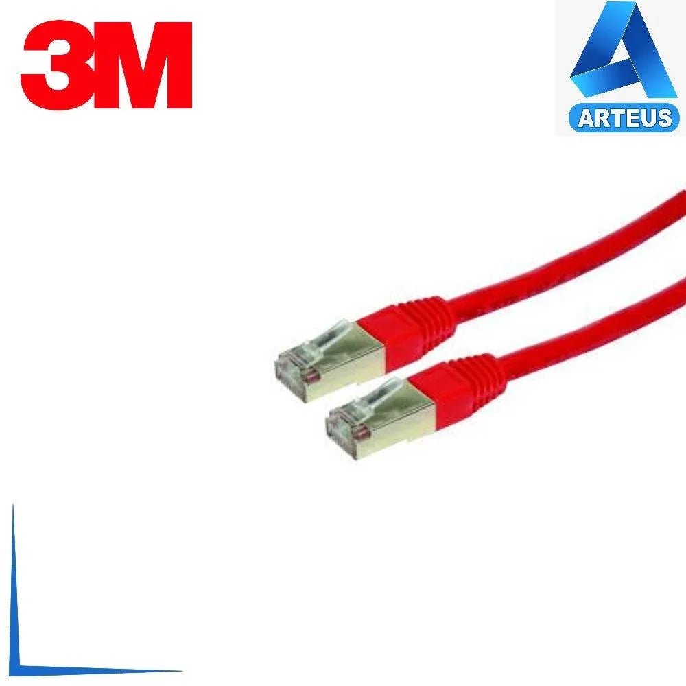Cable de red patch cord Cat 6A de 3 metros, color rojo, conectores RJ45 metálicos