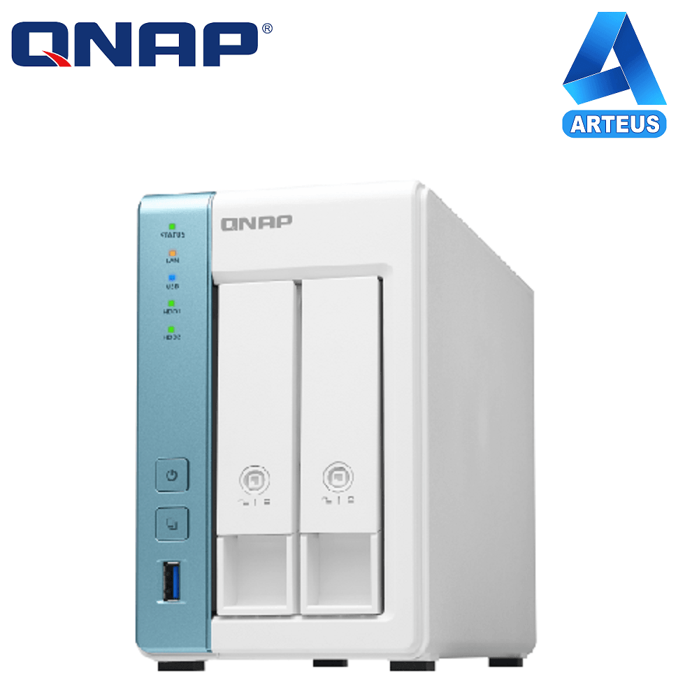 Servidor NAS QNAP de 2 bahías para almacenamiento en red y copias de seguridad