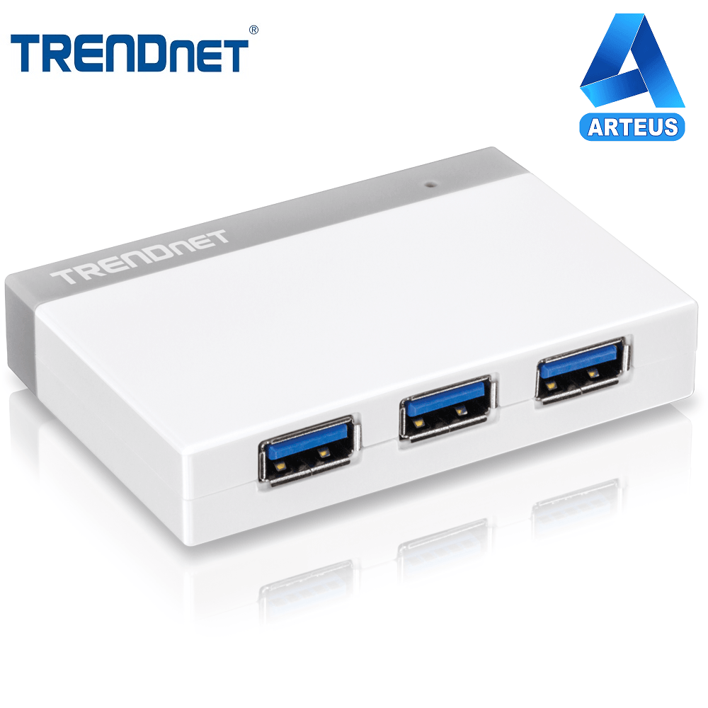 Hub USB 3.0 de 4 puertos blanco, conexión rápida y transferencia de datos a 5Gbps