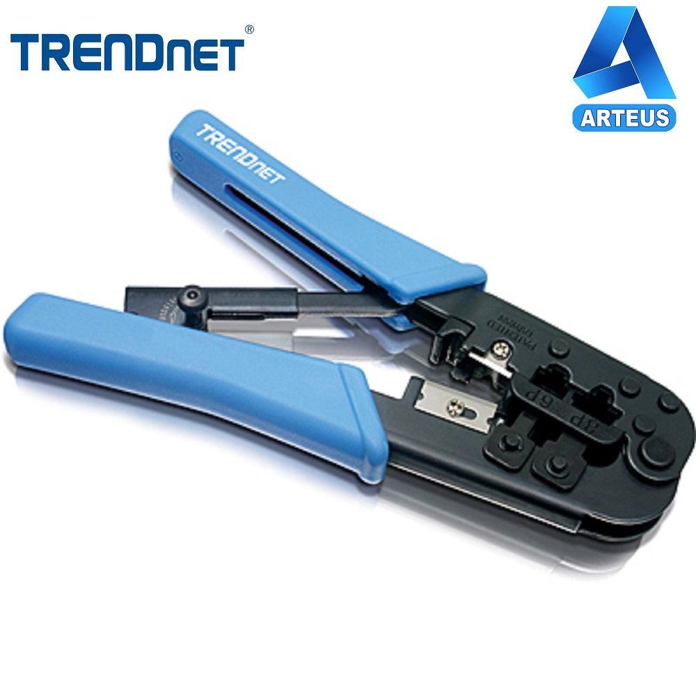 Herramienta de crimpado Trendnet azul para conectores RJ-11 y RJ-45, ideal para redes
