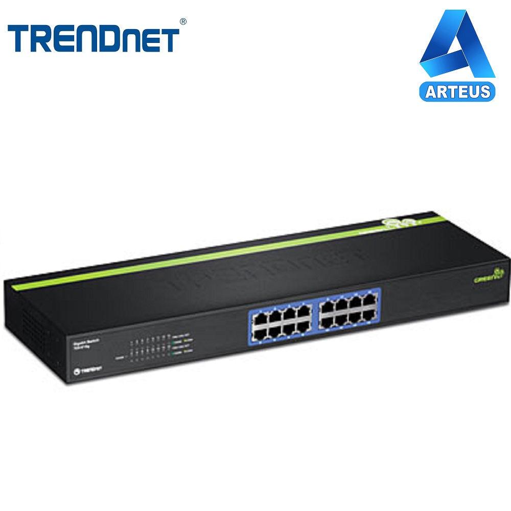 Switch de red TRENDnet de 16 puertos Gigabit, color negro, ideal para cableado estructurado