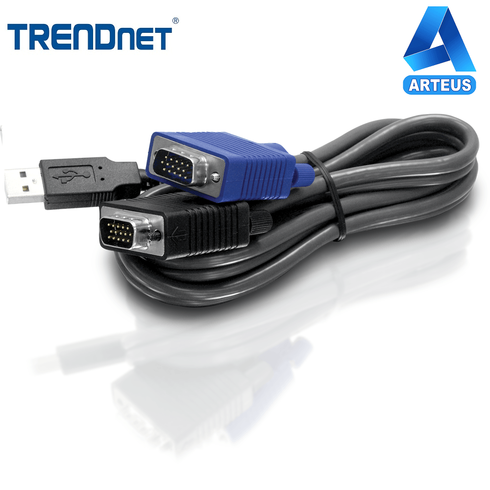 Cable KVM USB a VGA de 10 pies, conectores azul y negro para redes y computo