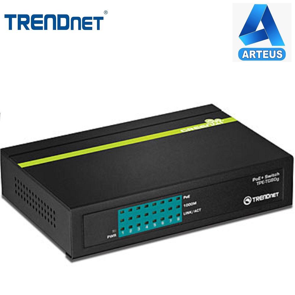 Switch Gigabit PoE de 8 puertos Trendnet TPE-TG80g, equipo de redes para cableado estructurado