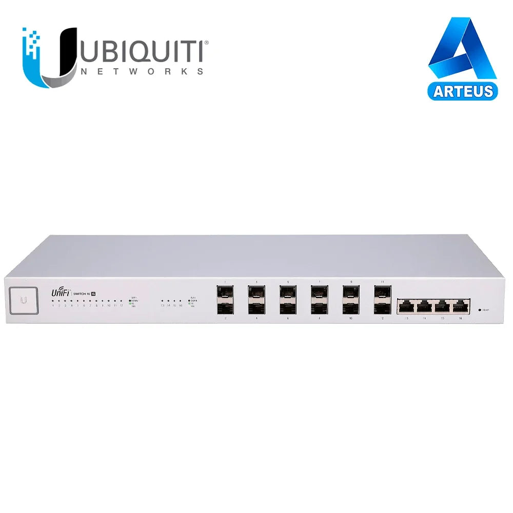 UBIQUITI US-16-XG, Unifi switch 16 xg, capa 2 de 12 puertos sfp+ 10 gb + 4 puertos 10g base-t (rj-45) - ARTEUS