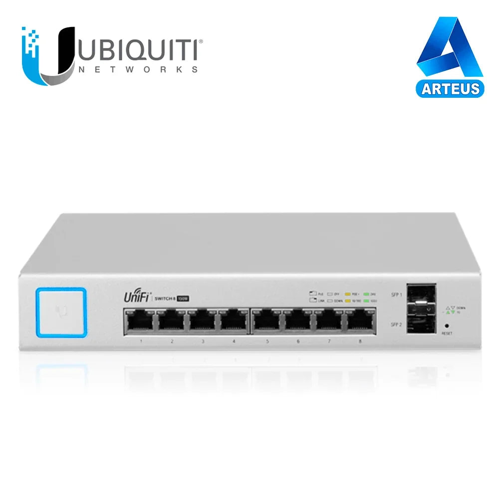 UBIQUITI US-8, Switch unifi administrable capa 2 de 8 puertos gigabit (7 ethernet y 1 poe pasivo 48v) - ARTEUS