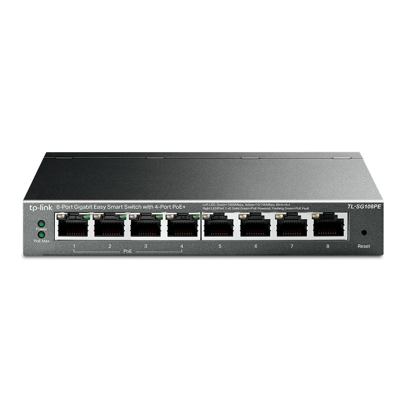 TP-LINK TL-SG108PE Switch gigabit inteligente de 8 puertos con 4 puertos POE, admite hasta 32 VLAN simultaneamenteauto MDI/MDIX