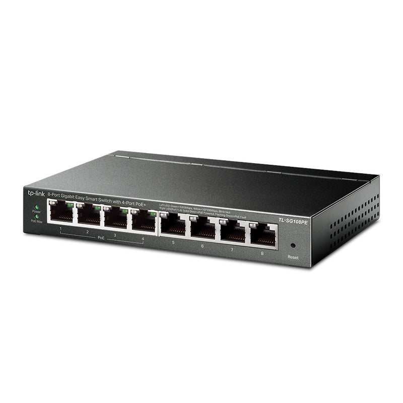 TP-LINK TL-SG108PE Switch gigabit inteligente de 8 puertos con 4 puertos POE, admite hasta 32 VLAN simultaneamenteauto MDI/MDIX