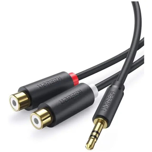UGREEN 10547 AV109 Cable Macho 3.5mm a 2 RCA Hembra 25cm Gris