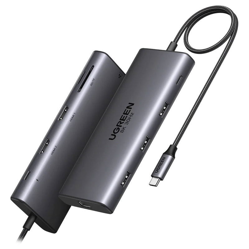 UGREEN CM639 15534 Adaptador HUB USB-C 10 en 1 Revodok Pro 210, HDMI dual 4K a 60 Hz, 100 W de potencia