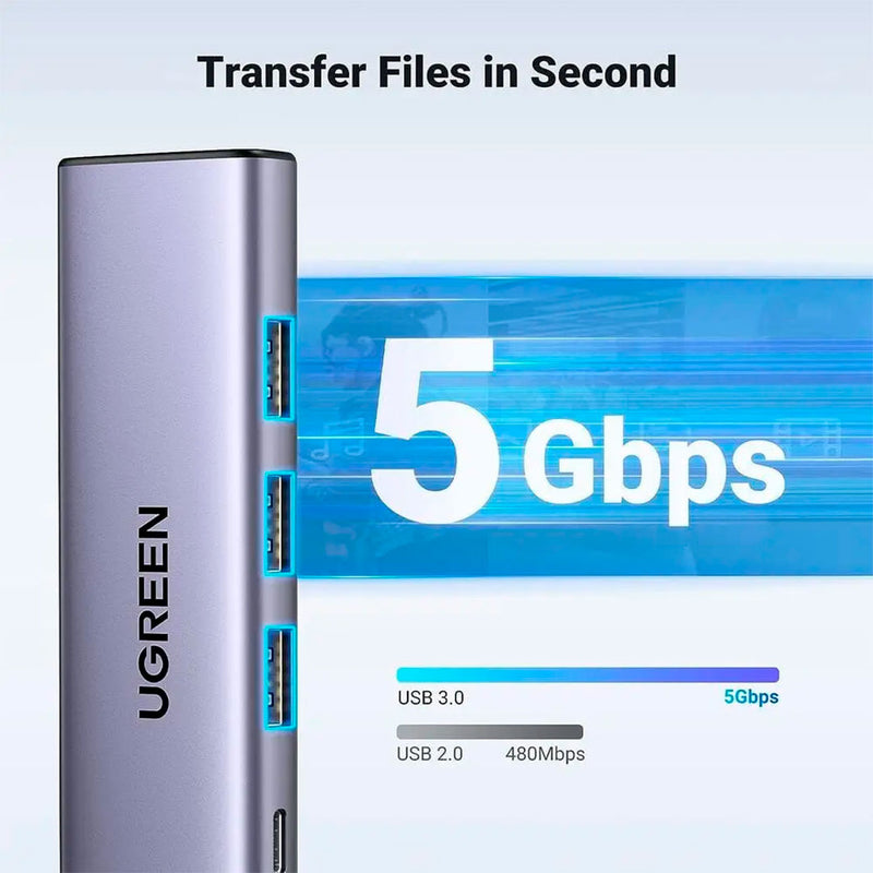 UGREEN CM511 15596 Adaptador HUB 5 en 1 USB C Hub Revodok, 4K HDMI