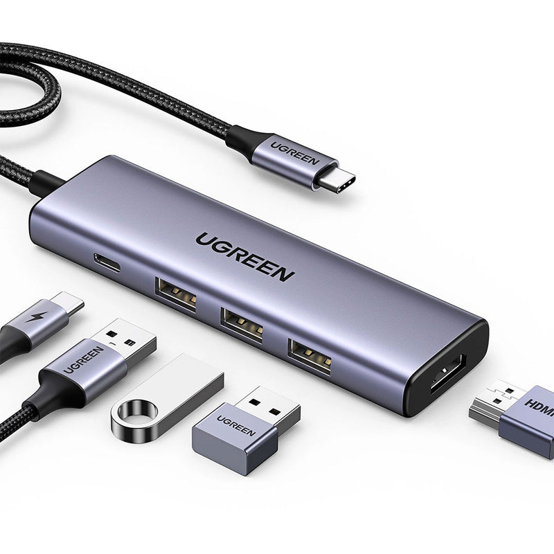 UGREEN CM511 15597 5-in-1 USB-C HUB Adapter, 4K HDMI at 60Hz, 3 USB-A 3.0 Data Ports
