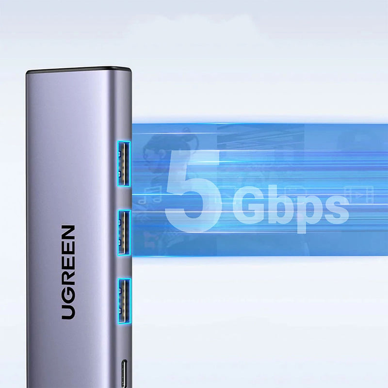 UGREEN CM511 15597 5-in-1 USB-C HUB Adapter, 4K HDMI at 60Hz, 3 USB-A 3.0 Data Ports