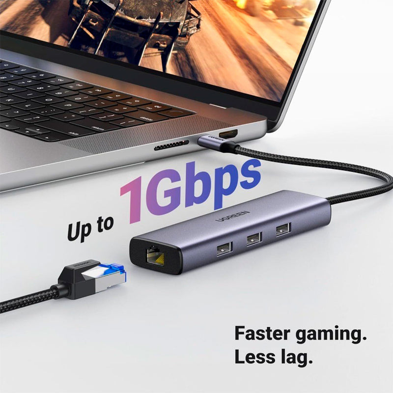 UGREEN CM512 15598 Adaptador HUB Ethernet Gigabit USB C 6 en 1 Revodok, HDMI 4K