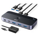 UGREEN CM662 15705 USB 3.0 Switch, USB C e A para dois computadores, USB x4, impressora/scanner USB, controle remoto