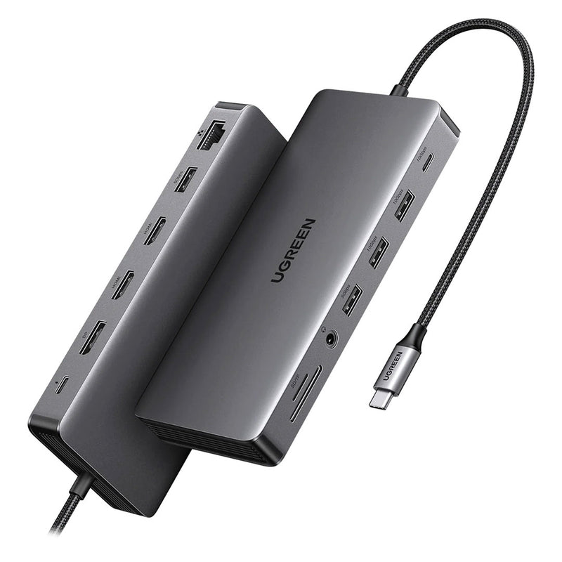 UGREEN CM681 15978 Adaptador multifuncional para pantalla triple 13 en 1 Revodok Pro 313, HDMI, USB C, DP, USB A, Ethernet 1000Mbps, ranuras SD/TF y audio 3,5mm