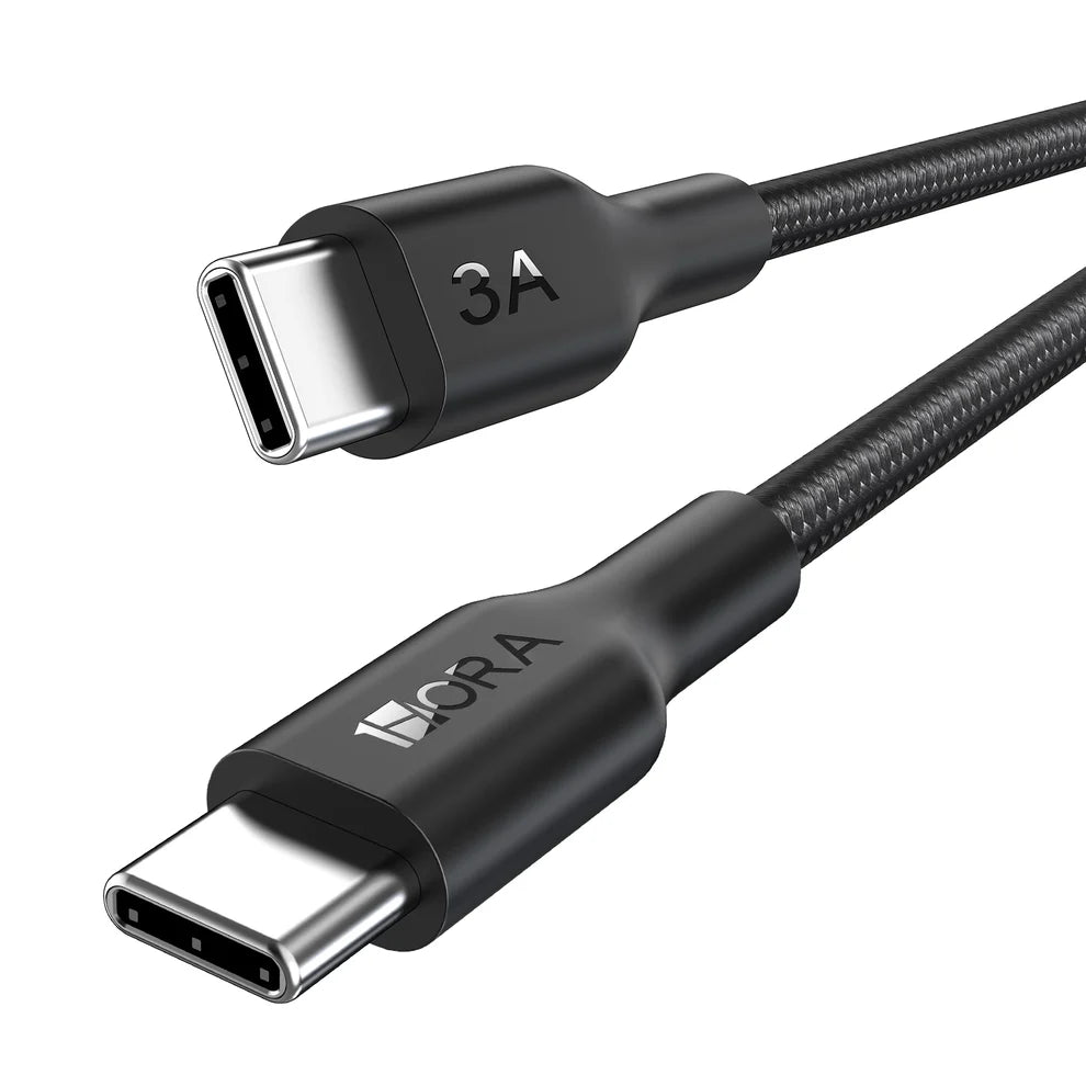 1HORA CAB272-B Cable Trenzado USB Tipo-C a Tipo-C Poliéster 1M
