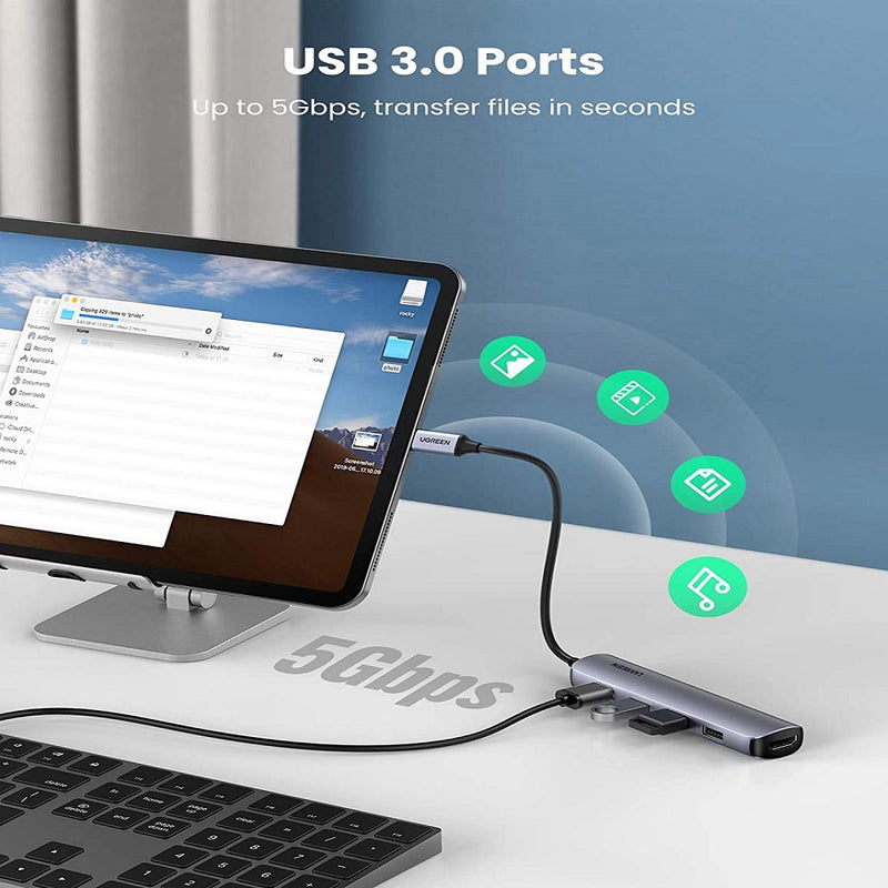 UGREEN CM417 20197 Adaptador multipuerto 5 en 1 USB-C a 4USB 3.0