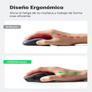 UGREEN MU006 25752 Mouse Inalámbrico 2.4Ghz BT Ergonómico Rojo