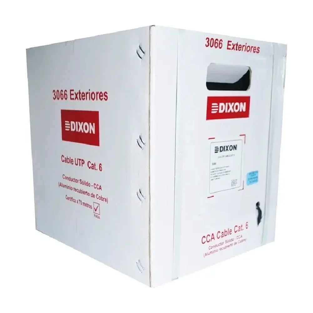 DIXON 3066 WH Cable de red U/UTP CCA Cat 6, blanco, exterior, 305m