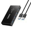 UGREEN US216 30767 4 portas USB 3.0 Switch com 2 pacotes de cabo USB macho para USB fêmea
