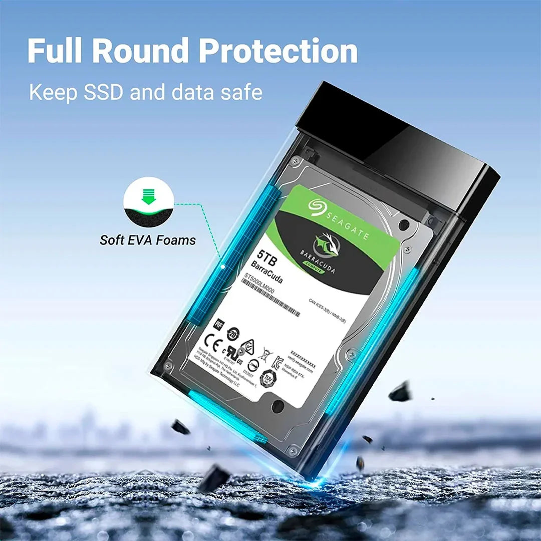 UGREEN 30847 US221 Carcasa para Disco Duro SATA HDD SSD 2.5" 6Gbps USB 3.0