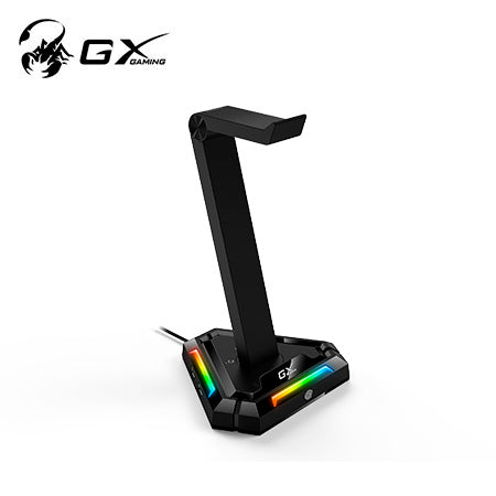 GENIUS GX-UH100 Base para Audífonos USB 2 Puertos USB-A/USB-C RGB - Negro 31250017400