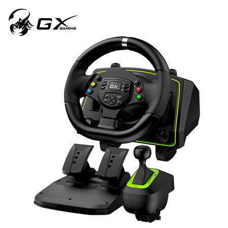 GENIUS SPEED MASTER X2 Timón con Pedal + Palanca Motor Dual con Vibración 180º PS4/PS3/PC USB - Negro 31620002400