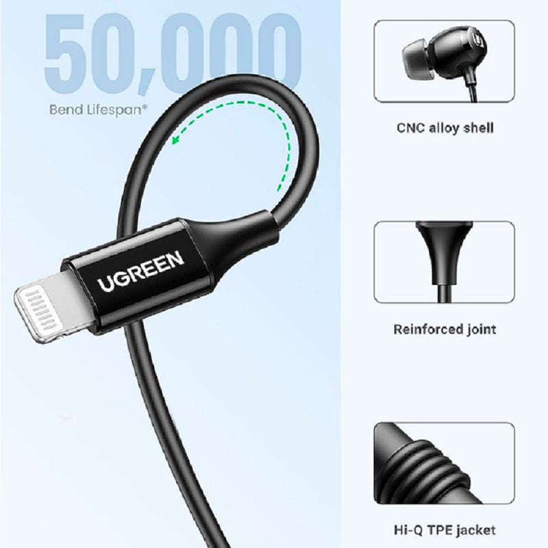 UGREEN EP103 30631 Auriculares conector Lightning con cable de certificación MFi