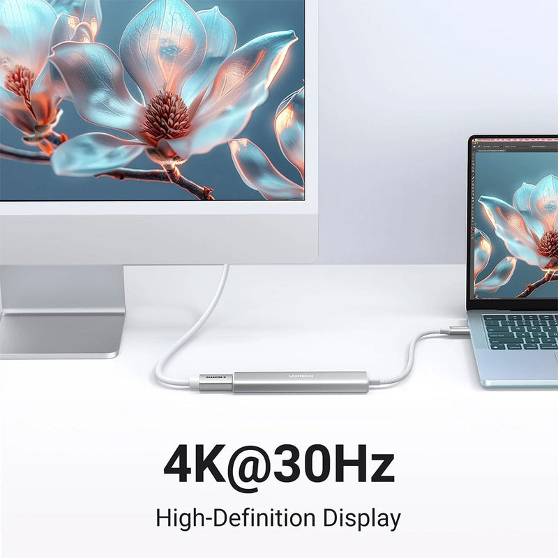 UGREEN CM478 35580 Revodok 5 in 1 USB C HUB Adapter 100W, 4K HDMI, 3 USB-A 5Gbps Ports, USB C to HDMI for MacBook Air M2/M3, iPhone 15 Series, iPad, Galaxy, XPS, White