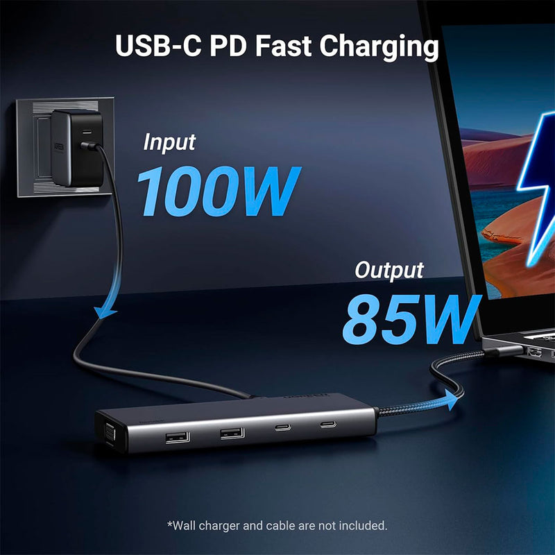 UGREEN CM369 35588 Adaptador HUB 8 en 1 Revodok Pro 308, USB C, USB A, HDMI, VGA, pantalla triple, PD 100 W