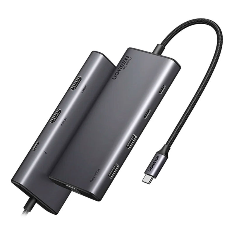 UGREEN CM369 35588 Adaptador HUB 8 en 1 Revodok Pro 308, USB C, USB A, HDMI, VGA, pantalla triple, PD 100 W
