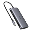 Adaptador UGREEN CM179 40873 9 em 1 USB Tipo C HUB com HDMI 4K, VGA, Gigabit Ethernet, carregamento PD, 3 portas USB 3.0, leitor de cartão SD
