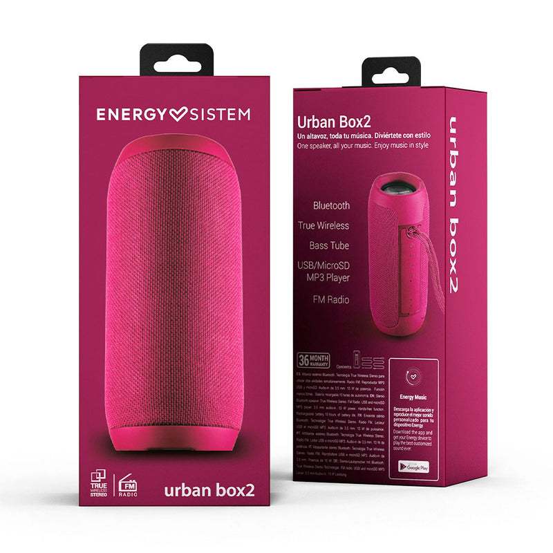 ENERGY SISTEM URBAN BOX 2 (449347) Altavoz inalámbrico Bluetooth 5.0, microSD, radio , MagentaFM y audio-in