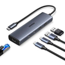 Adaptador UGREEN CM512 45320 5 em 1 USB-C HUB 2x USB-A, 2x USB-C, 1x RJ45