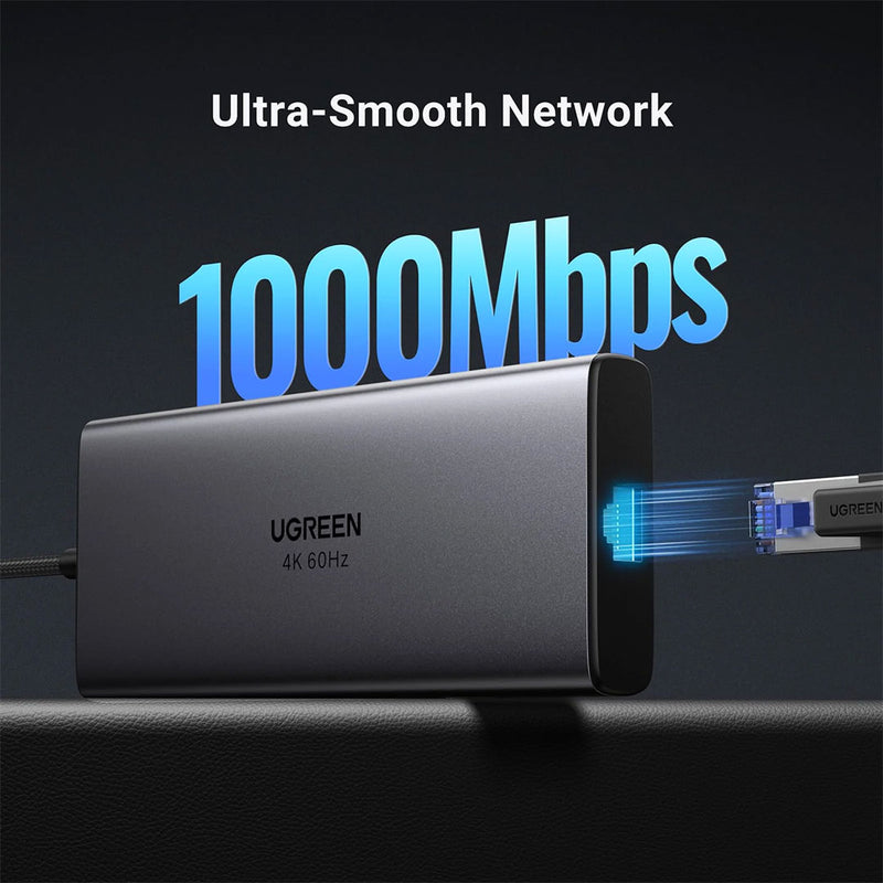 UGREEN CM639 45520 Adaptador HUB Revodok USB-C a 2xUSB-C 3.2, USB-A 3.2, USB-A 3.0, HDMI, VGA, RJ45 Gigabit, SD/TF, AUX 3.5mm, convertidor PD