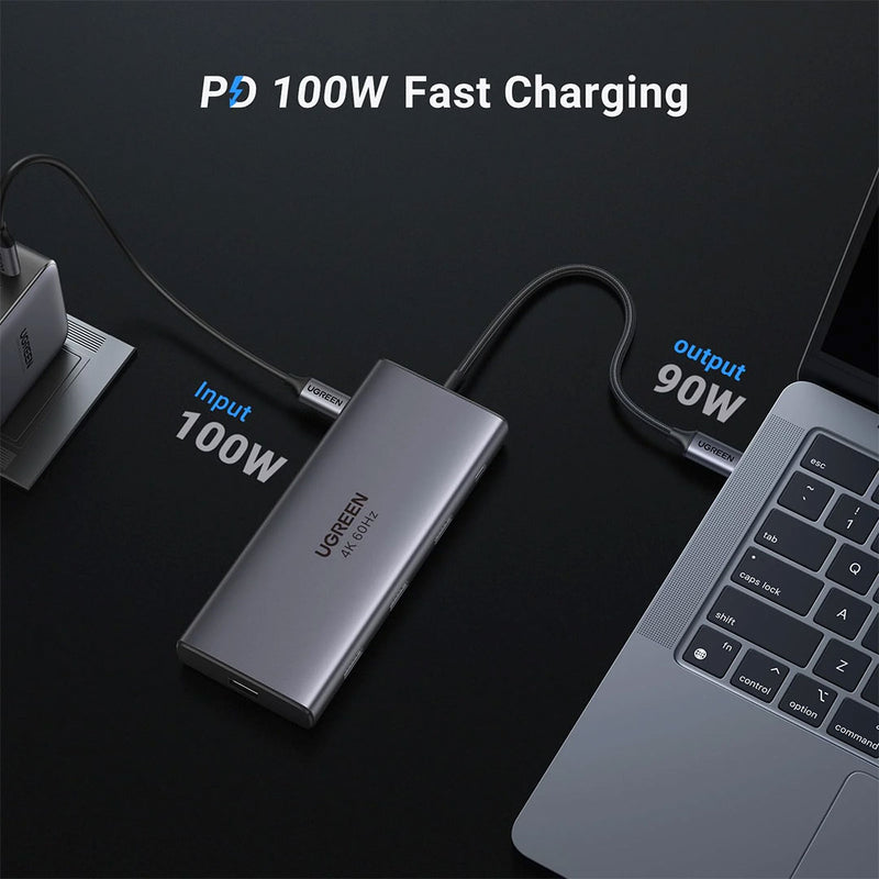 UGREEN CM639 45520 Adaptador HUB Revodok USB-C a 2xUSB-C 3.2, USB-A 3.2, USB-A 3.0, HDMI, VGA, RJ45 Gigabit, SD/TF, AUX 3.5mm, convertidor PD