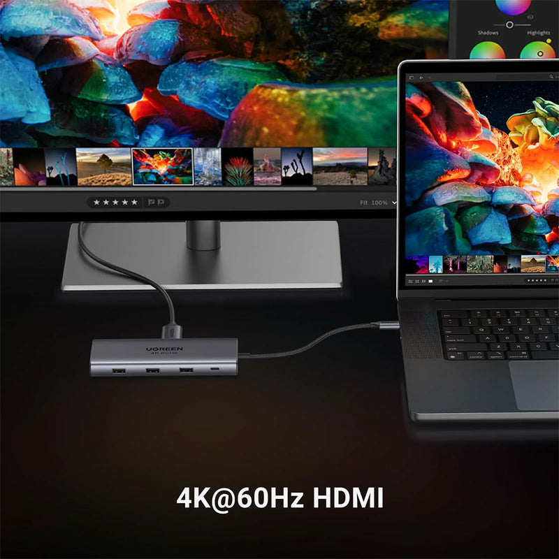 UGREEN CM639 45520 Adaptador HUB Revodok USB-C a 2xUSB-C 3.2, USB-A 3.2, USB-A 3.0, HDMI, VGA, RJ45 Gigabit, SD/TF, AUX 3.5mm, convertidor PD