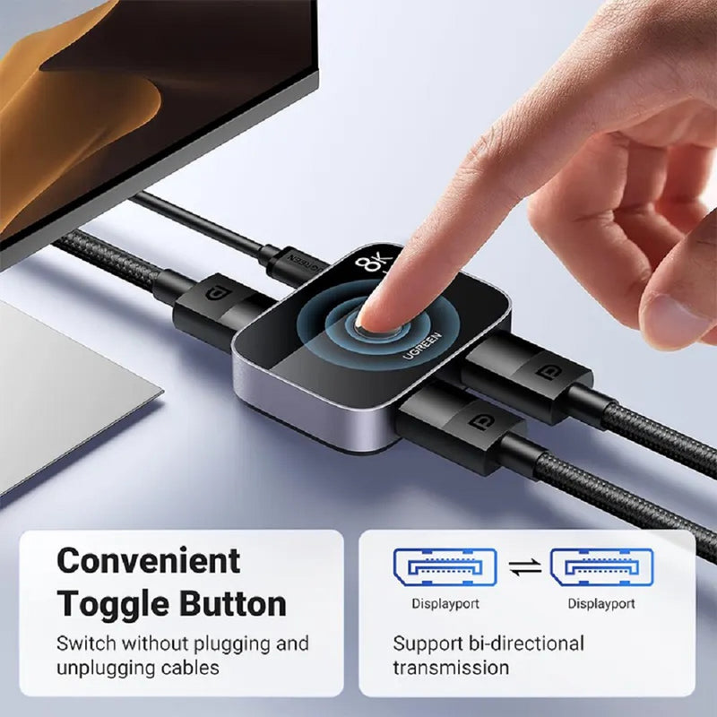 UGREEN CM665 15708 Switch displayPort 1.4 bidirectional 8K 2 en 1