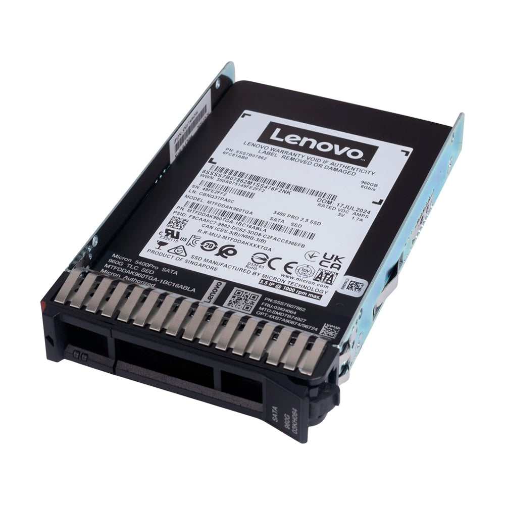 LENOVO ThinkSystem 4XB7A90874 Unidad SSD 960GB 2.5" SATA v2 Lectura Intensiva Hot Swap