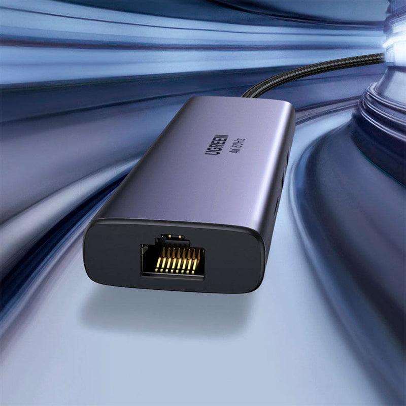 UGREEN CM512 60515 Adaptador HUB 7 en 1, HDMI 4K, 60 Hz, USB C, PD de 100 W, lector SD/TF, x2 USB 3.0