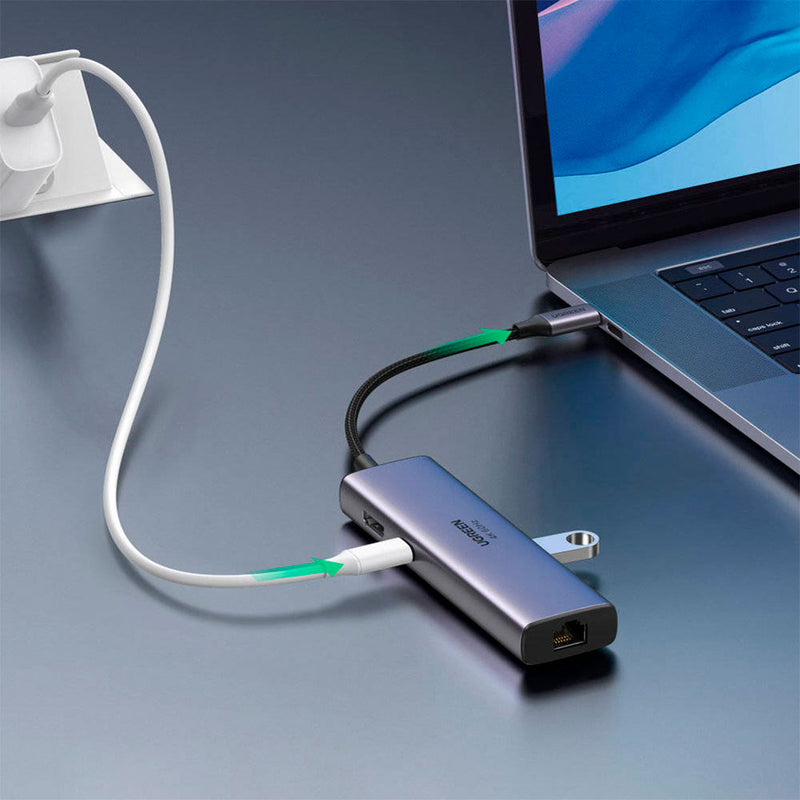 UGREEN CM512 60515 Adaptador HUB 7 en 1, HDMI 4K, 60 Hz, USB C, PD de 100 W, lector SD/TF, x2 USB 3.0