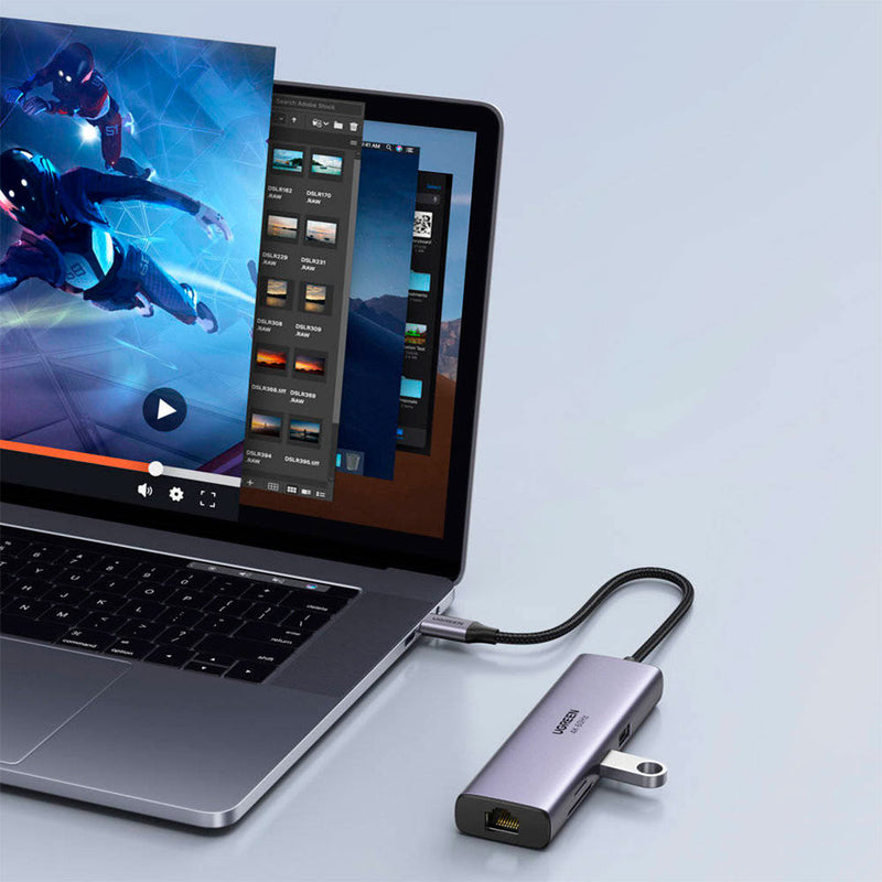UGREEN CM512 60515 Adaptador HUB 7 en 1, HDMI 4K, 60 Hz, USB C, PD de 100 W, lector SD/TF, x2 USB 3.0