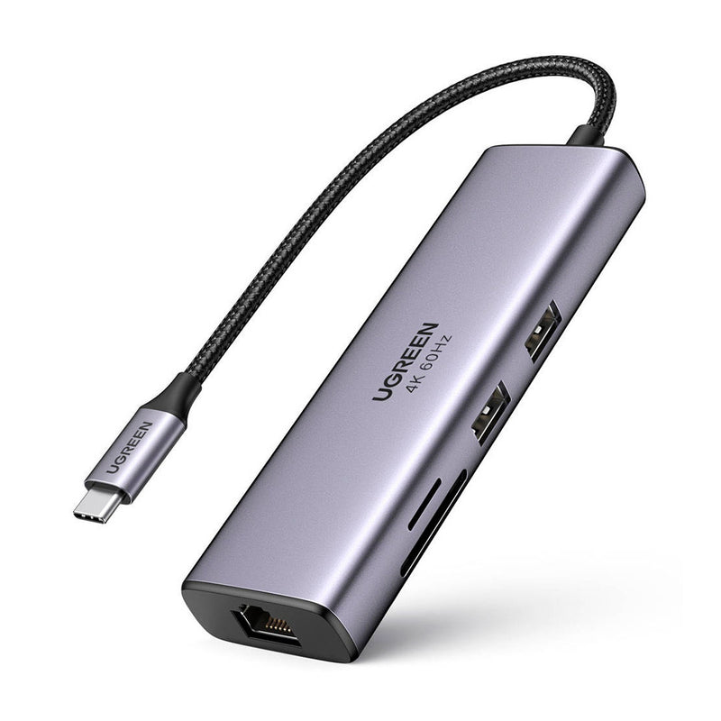 UGREEN CM512 60515 Adaptador HUB 7 en 1, HDMI 4K, 60 Hz, USB C, PD de 100 W, lector SD/TF, x2 USB 3.0