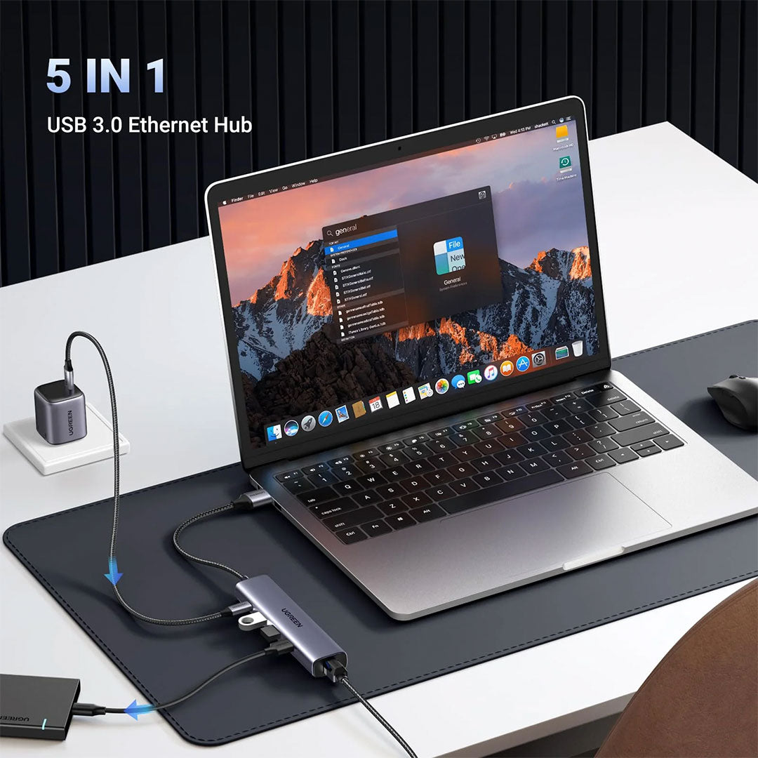 UGREEN CM260 60554 Adaptador HUB 5 en 1 USB 3.0 a RJ45