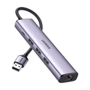 Adaptador HUB UGREEN CM260 60554 5 em 1, Ethernet, USB 3.0, USB A, compatível com Mac OS, Windows e Chrome OS
