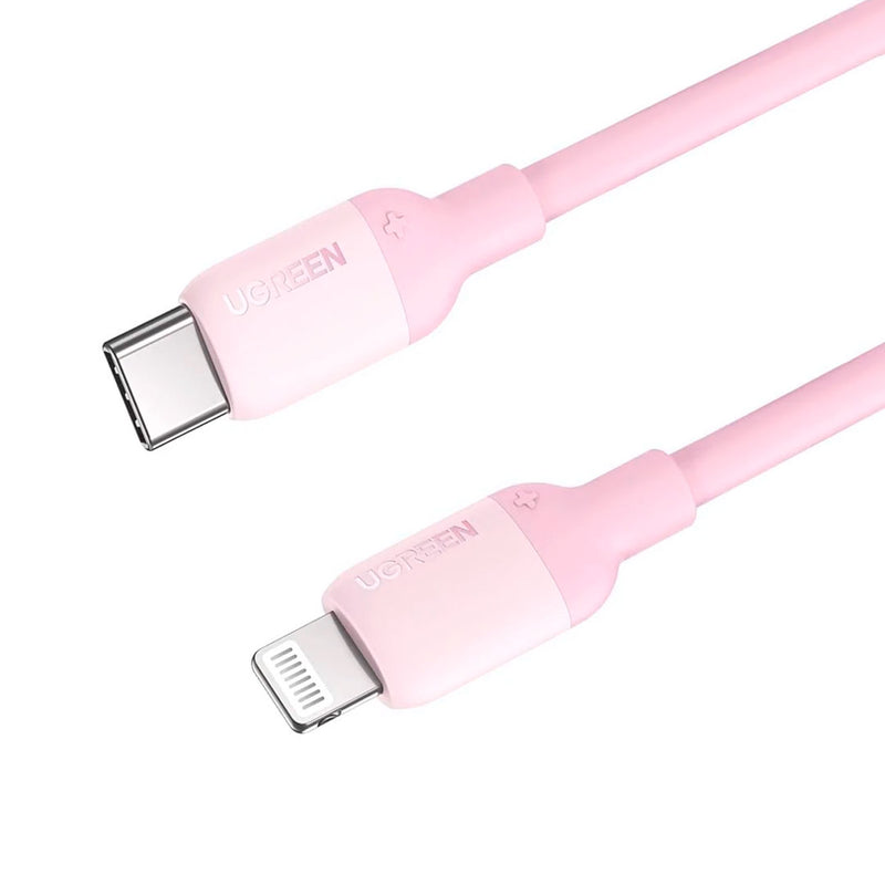 UGREEN US387 60625 Cable de datos de carga USB-C Lightning, 3A, rosado